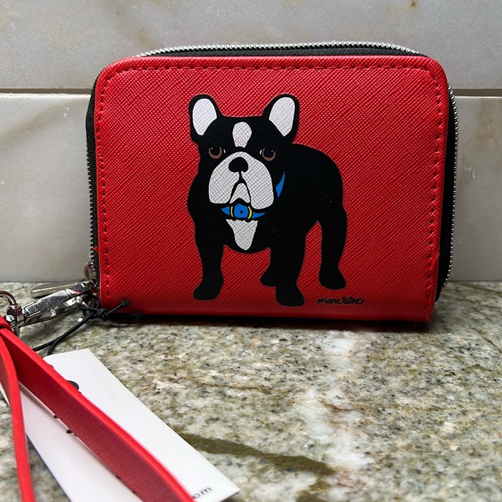 NWT Marc Tetro Red French Bulldog Frenchie Boston Terrier Wallet Wristlet